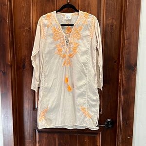 Marabelle Size Medium Embroidered Swim Cover Up Coverup With Tassles